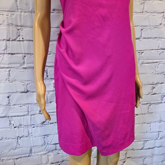 BANANA REPUBLIC, Magenta v-neck sleeveless midi dress - Picture 5 of 8